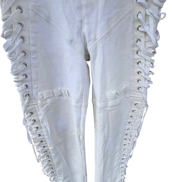 I.AM.GIA Holly Pant Lace Up Side Grommet Detail Cotton Stretch White Medium - Picture 10 of 15